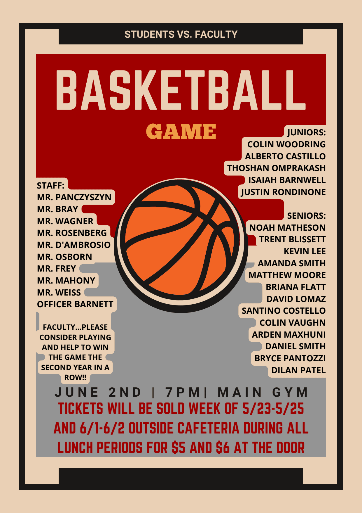 Vote on who you think will win the Faculty vs. Student basketball game  April 16 – Panther Prints