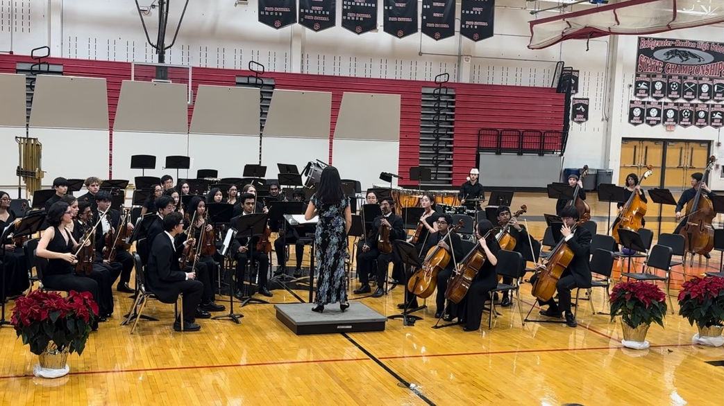 The BRHS orchestras performs at the winter concert.