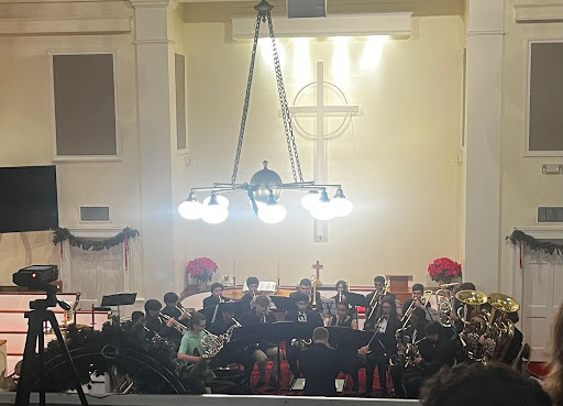 The BRHS Wind Ensemble performs at Pluckemin Church.