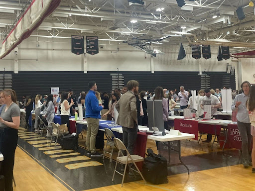 The college fair was held in the large gym at the high school.