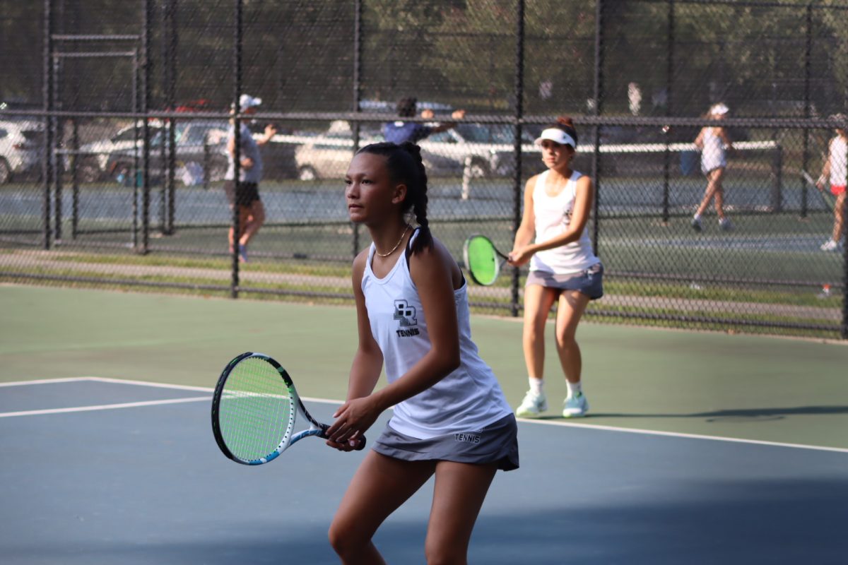 Girls' tennis team gained first place in division with victory over Bernards