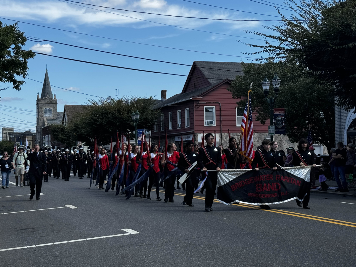 The marching band performed at the John Basilone Memorial Parade in Raritan.