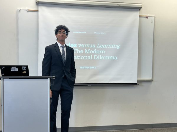 Students present AP Research presentations for the AP exam.