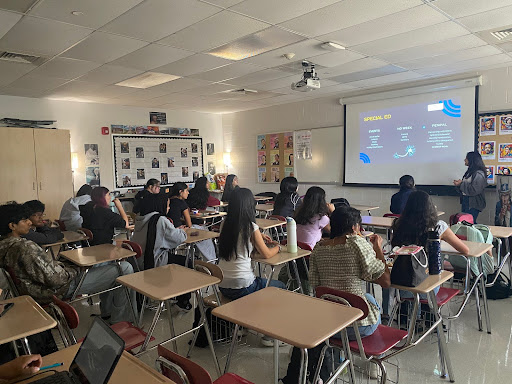 The Neurodiversity Club officers present to a packed room. (Aahana Anupam)
