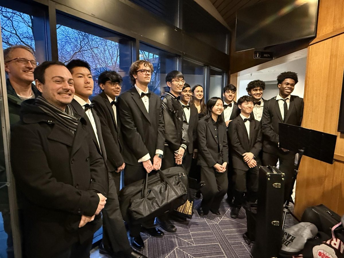A group picture of the BRHS band directors, Mr. Mossa and Dr. Bourgault, along with all accepted students.
