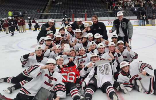 The Bridgewater-Raritan Ice Hockey team won the state championship on Monday at the Prudential Center.