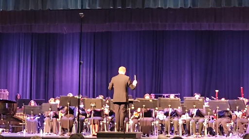 Dr. Bourgault conducts the Bridgewater-Raritan High School Wind Ensemble (Suphachikaa Chinnasamy).